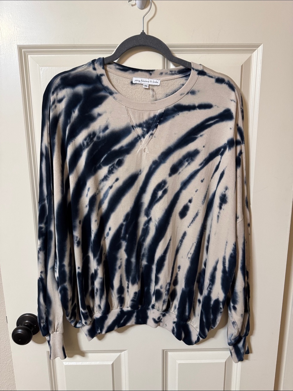 Young Fabulous & Broke Tie-Dye Pullover in Navy & Cream